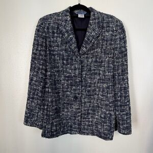 Vintage Austin Reed Blazer Tweed Blue Size 14 Fully Lined Career Professional